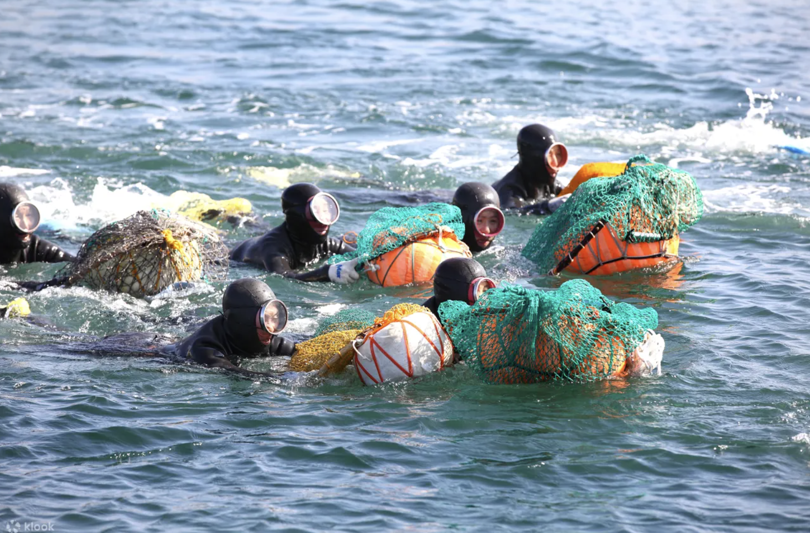 Haenyeo diving show in water