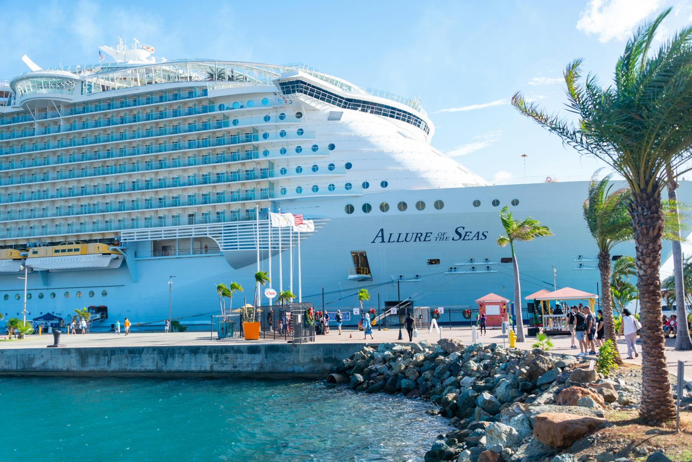Cruise ship docked at the port